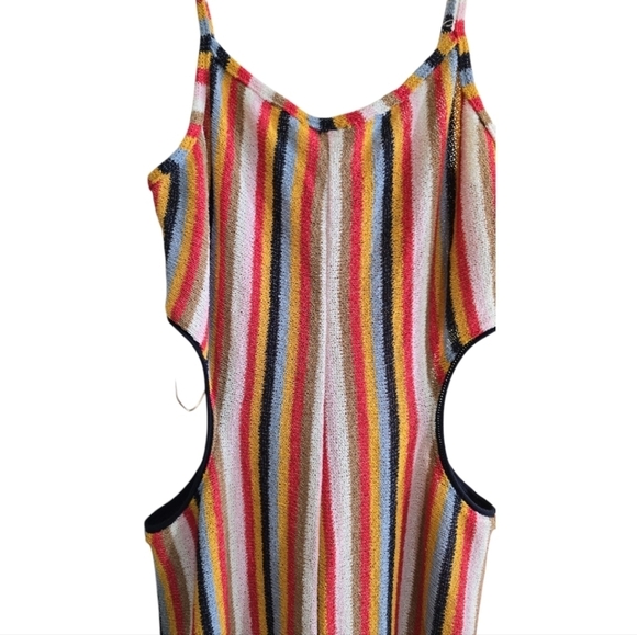 Zara Retro Rainbow Knit Wide-leg Jumpsuit with Side Cutouts Large - Picture 6 of 10